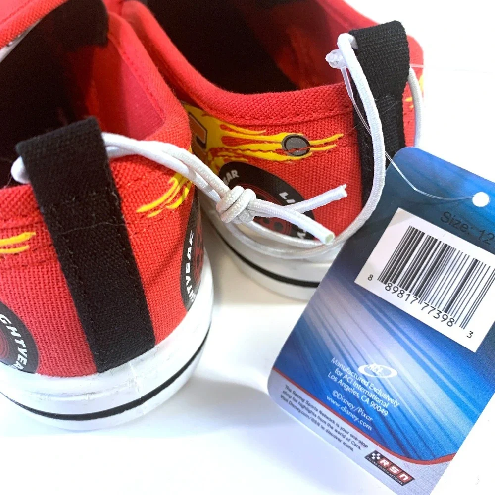 Disney Pixar Cars Lightning McQueen Canvas Slip On Shoes Rust-eze Youth Sz‎ 12